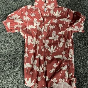 Men's Red Tropical Print Shirt